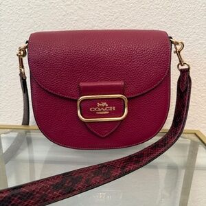 Coach Morgan Saddle Bag in Snake Trim/Black Cherry